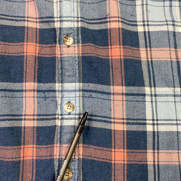 Fat Face Flannel Shirt Men's Large Plaid Check Cotton Iced Blue Pink Button Up - Picture 5 of 16